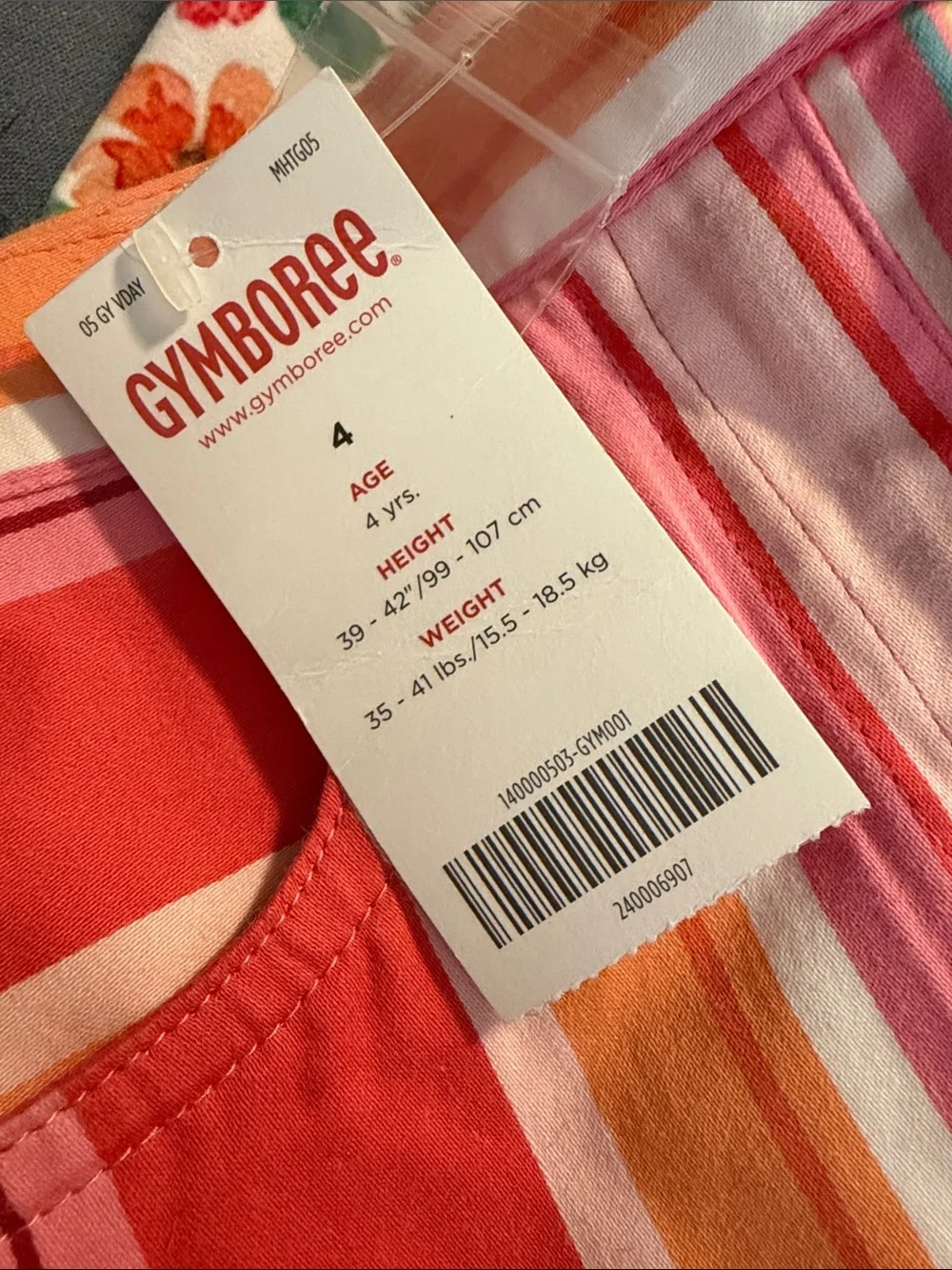 Gymboree Multicolor Striped Girls Skort in Pink, Coral, Orange, Green, Cream